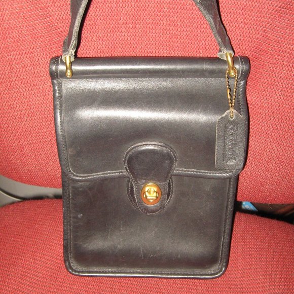 ❤️Vintage COACH 9930 Willis Murphy BLACK Leather Crossbody Bag Purse +FOB - Picture 2 of 9